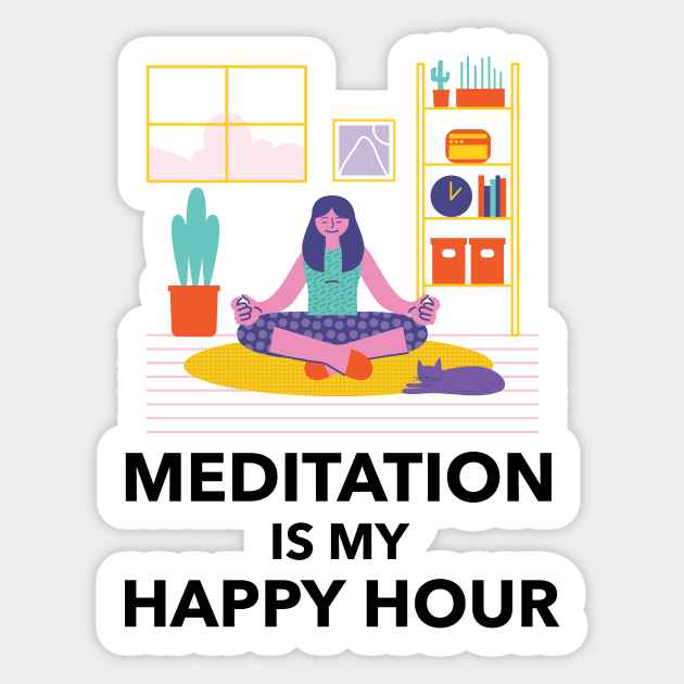 Meditation Is My Happy Hour Sticker by Jitesh Kundra